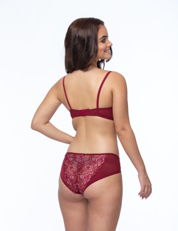 Buy Curwish Lacy Wonders- Red With Black Straps Push-up Bra Set Online