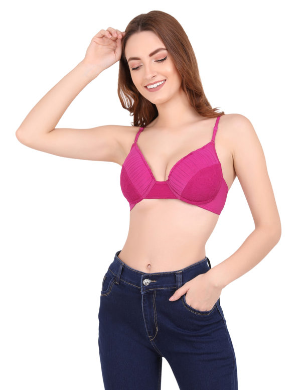 Buy Clovia Padded Non-Wired Full Cup Self Patterned T-shirt Bra in