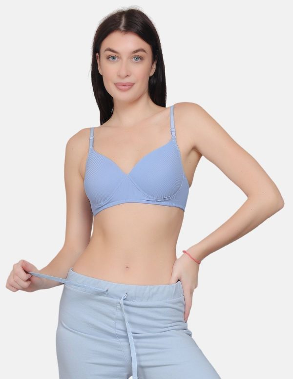 Buy Curwish SBB-01B Beautiful Basis Royal Blue with Lace T-Shirt Bra-Underwear  Set Online